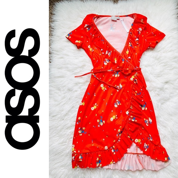 floral ruffle wrap dress